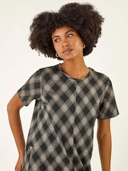 Roman Grey Check Print T-Shirt Stretch Dress - Image 4 of 5