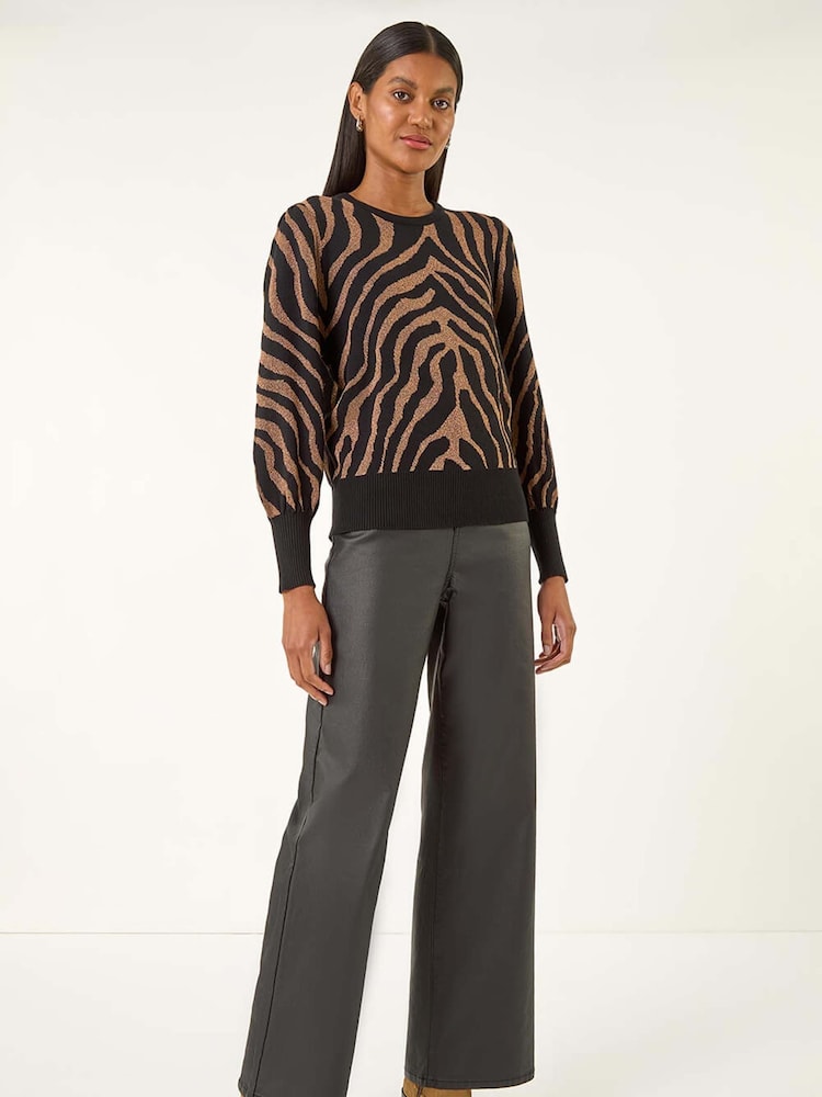 Roman Natural Animal Stripe Knit Jumper - Image 2 of 5 Roman Natural Animal Stripe Knit Jumper - Image 2 of 5
