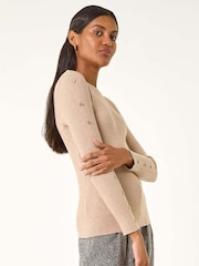 Roman Button Ribbed Knit Jumper - Imagem 4 de 5