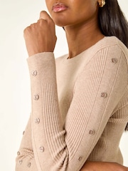 Roman Button Ribbed Knit Jumper - Imagem 5 de 5