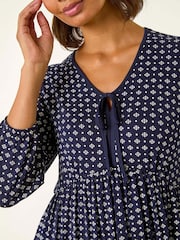 Roman Blue Geometric Bow Stretch Dress - Image 5 of 5