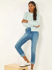 Roman Blue Slim Leg Turn Up Stretch Jeans - Image 1 of 5