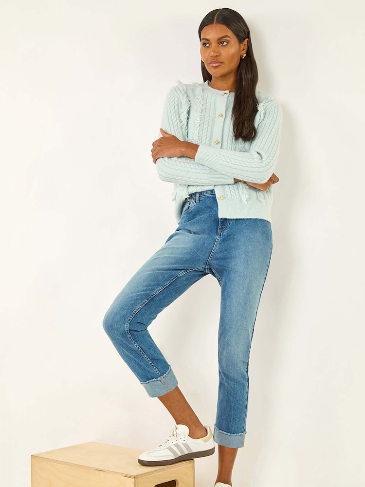 Roman Blue Slim Leg Turn Up Stretch Jeans - Image 1 of 5 Roman Blue Slim Leg Turn Up Stretch Jeans - Image 1 of 5