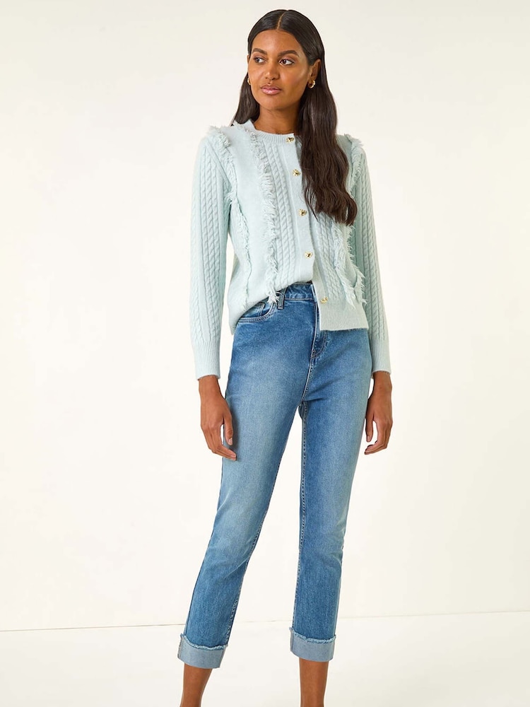 Roman Blue Slim Leg Turn Up Stretch Jeans - Image 2 of 5 Roman Blue Slim Leg Turn Up Stretch Jeans - Image 2 of 5