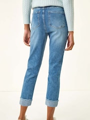 Roman Blue Slim Leg Turn Up Stretch Jeans - Image 3 of 5