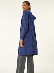 Roman Blue Soft Chenille Hooded Cardigan - Image 2 of 5