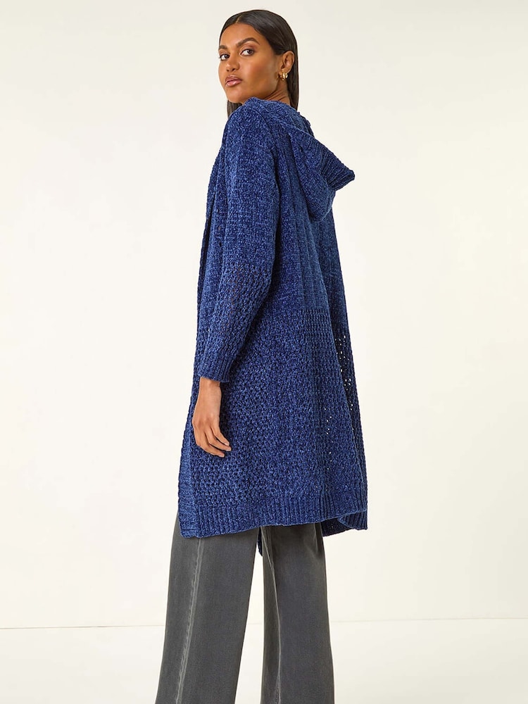 Roman Blue Soft Chenille Hooded Cardigan - Image 2 of 5