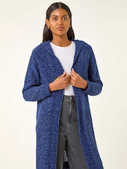 Roman Blue Soft Chenille Hooded Cardigan - Image 3 of 5