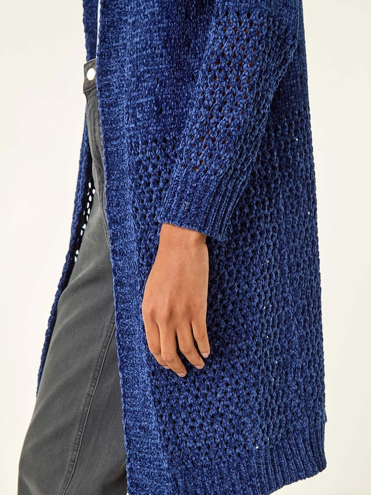 Roman Blue Soft Chenille Hooded Cardigan - Image 5 of 5