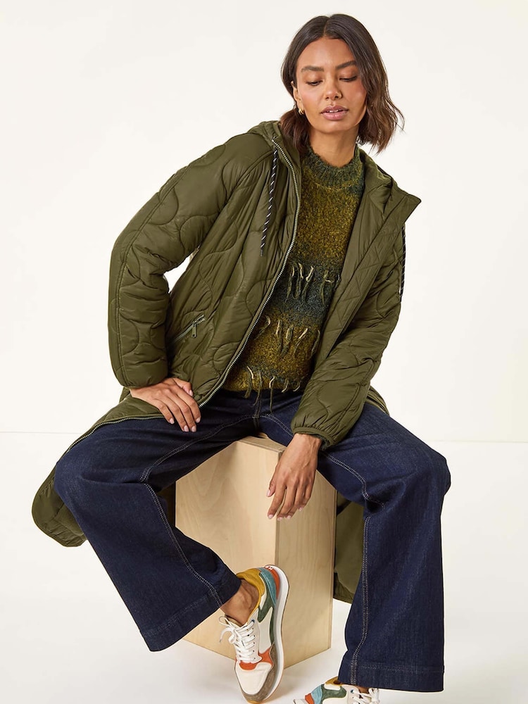 Roman Green Quilted Hooded Coat - Image 1 of 5 Roman Green Quilted Hooded Coat - Image 1 of 5