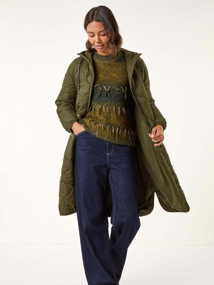 Roman Green Quilted Hooded Coat - Image 2 of 5 Roman Green Quilted Hooded Coat - Image 2 of 5