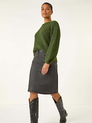 Roman Black Coated Midi Pencil Skirt - Image 2 of 5