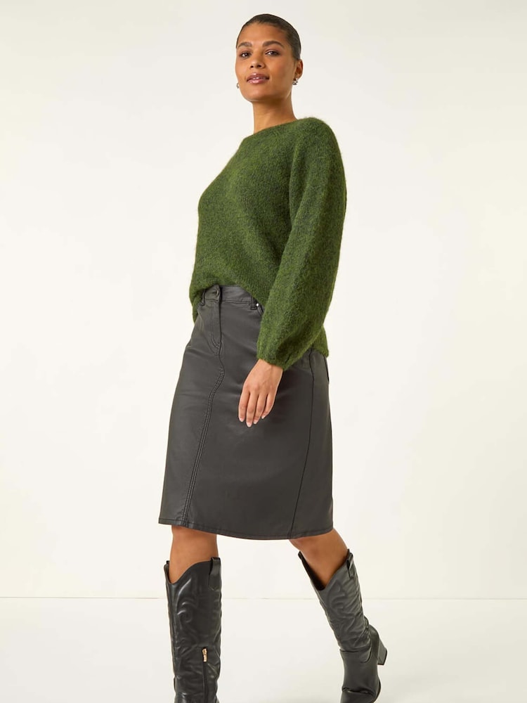 Roman Black Coated Midi Pencil Skirt - Image 2 of 5