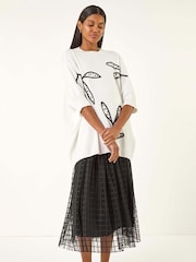 Roman White Leaf Embroidered Knit Jumper - Image 1 of 5