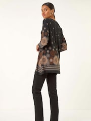 Roman Black Sunflower Printed Tunic Top - Image 3 of 5