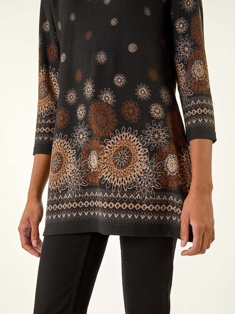 Roman Black Sunflower Printed Tunic Top - Image 5 of 5 Roman Black Sunflower Printed Tunic Top - Image 5 of 5