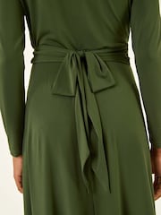 Roman Green Twist Front Stretch Midi Dress - Image 5 of 5