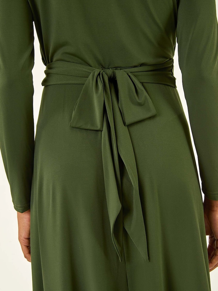 Roman Green Twist Front Stretch Midi Dress - Image 5 of 5