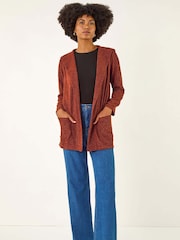 Roman Brown Longline Hooded Cardigan - Image 1 of 5