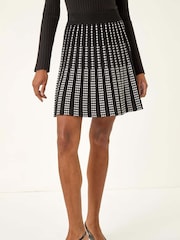 Roman Black Geometric Knit Mini Skater Skirt - Image 4 of 5