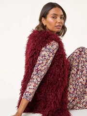 Roman Red Longline Faux Fur Gilet - Image 1 of 5