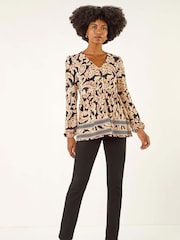 Roman Black Paisley Print Tunic Top - Image 2 of 5