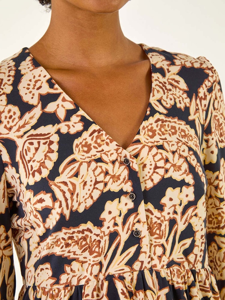 Roman Black Paisley Print Tunic Top - Image 5 of 5 Roman Black Paisley Print Tunic Top - Image 5 of 5