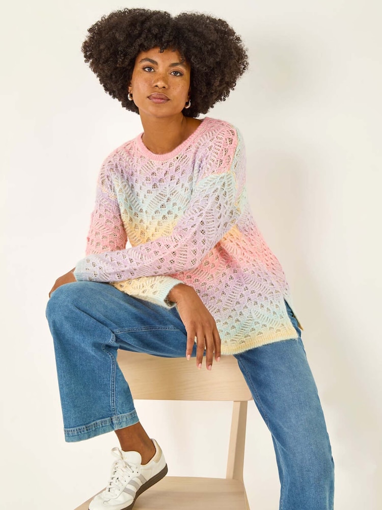 Roman Pink Ombre Rainbow Knit Jumper - Image 1 of 5