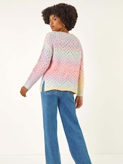 Roman Pink Ombre Rainbow Knit Jumper - Image 3 of 5