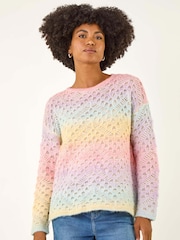 Roman Pink Ombre Rainbow Knit Jumper - Image 4 of 5