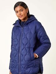 Azul - Roman Quilted Hooded Coat - Imagem 4 de 5