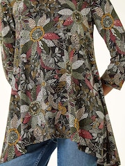 Verde - Blusa elástica com estampa floral romana - Imagem 5 de 5