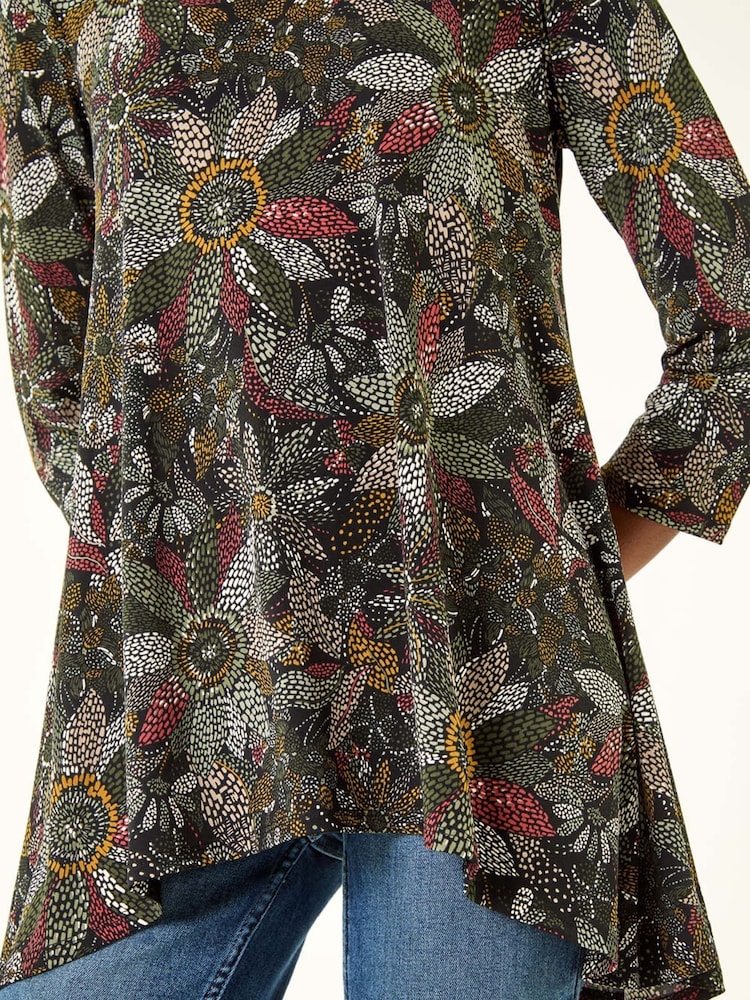 Verde - Blusa elástica com estampa floral romana - Imagem 5 de 5