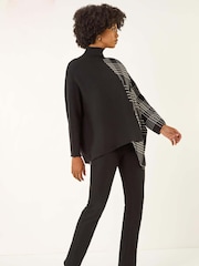Roman Black Plaid High Neck Knit Jumper - Image 2 of 5