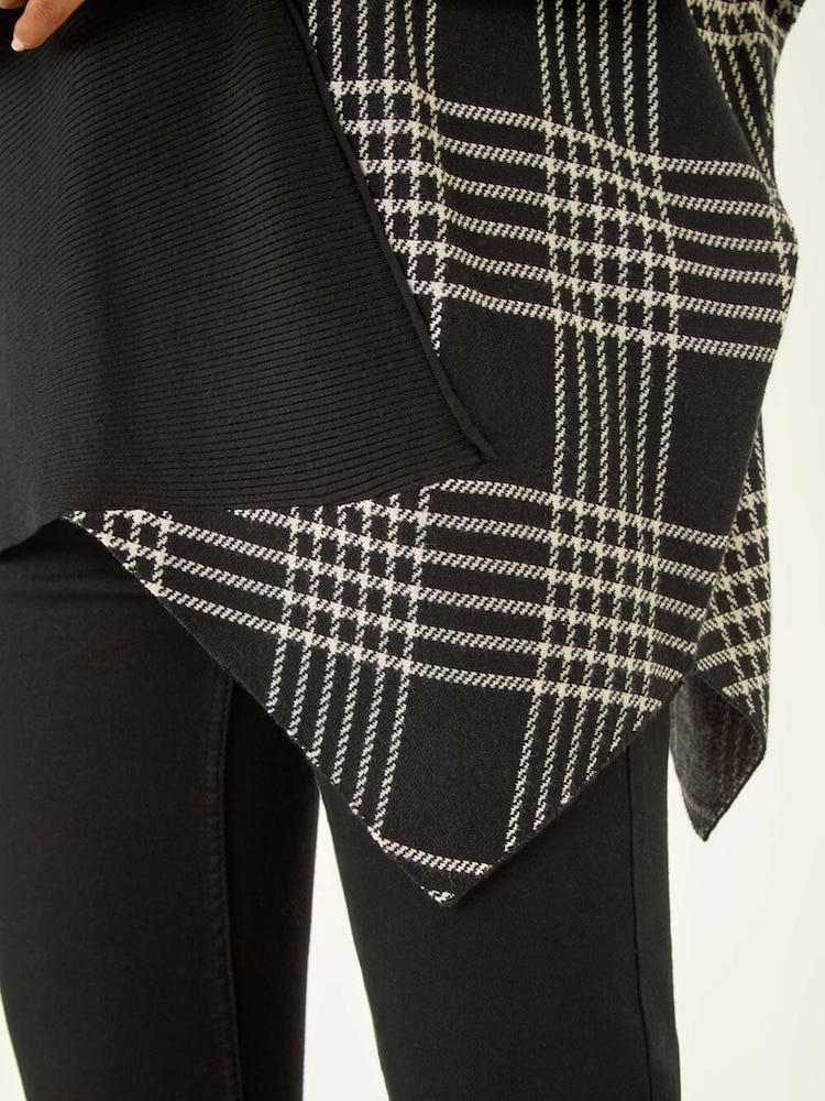 Roman Black Plaid High Neck Knit Jumper - Image 5 of 5