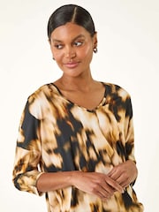 Roman Natural Printed V-Neck Stretch T-Shirt - Image 1 of 5