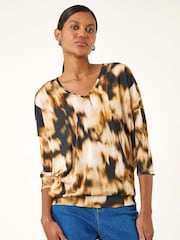 Roman Natural Printed V-Neck Stretch T-Shirt - Image 2 of 5
