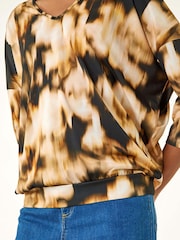 Roman Natural Printed V-Neck Stretch T-Shirt - Image 3 of 5