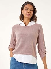 Roman Mock Shirt Textured Knit Jumper - Imagem 4 de 5