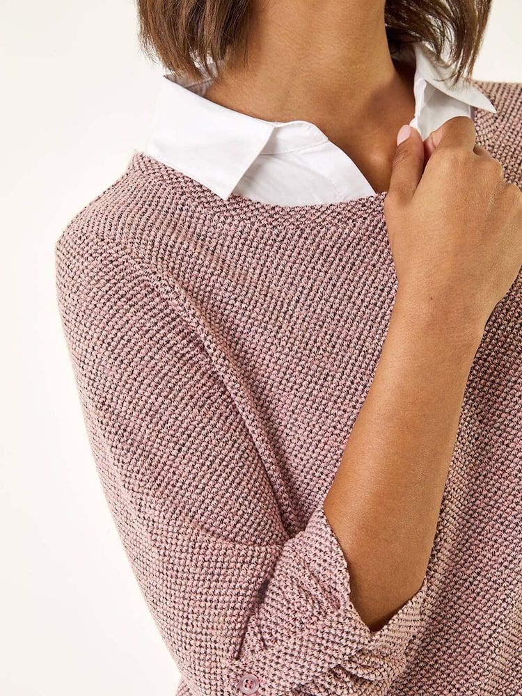 Roman Mock Shirt Textured Knit Jumper - Imagem 5 de 5
