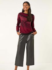 Roman Red Shimmer Colourblock Knit Jumper - Image 1 of 5