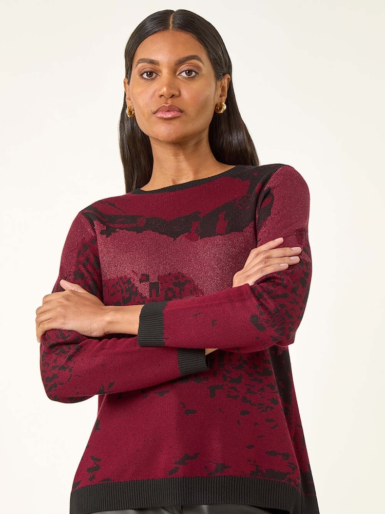 Roman Red Shimmer Colourblock Knit Jumper - Image 2 of 5
