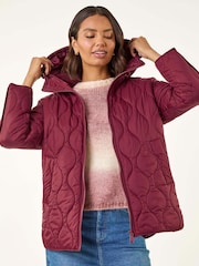 Vermelho - Roman Quilted Hooded Coat - Imagem 1 de 5
