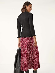 Roman Black V-Neck Ruffle Knit Cardigan - Image 3 of 5