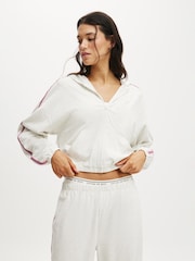 Cotton On White Departure Lounge Crop Hoodie - Image 1 of 4