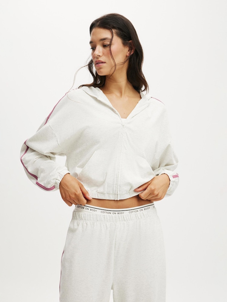 Cotton On White Departure Lounge Crop Hoodie - Image 1 of 4 Cotton On White Departure Lounge Crop Hoodie - Image 1 of 4