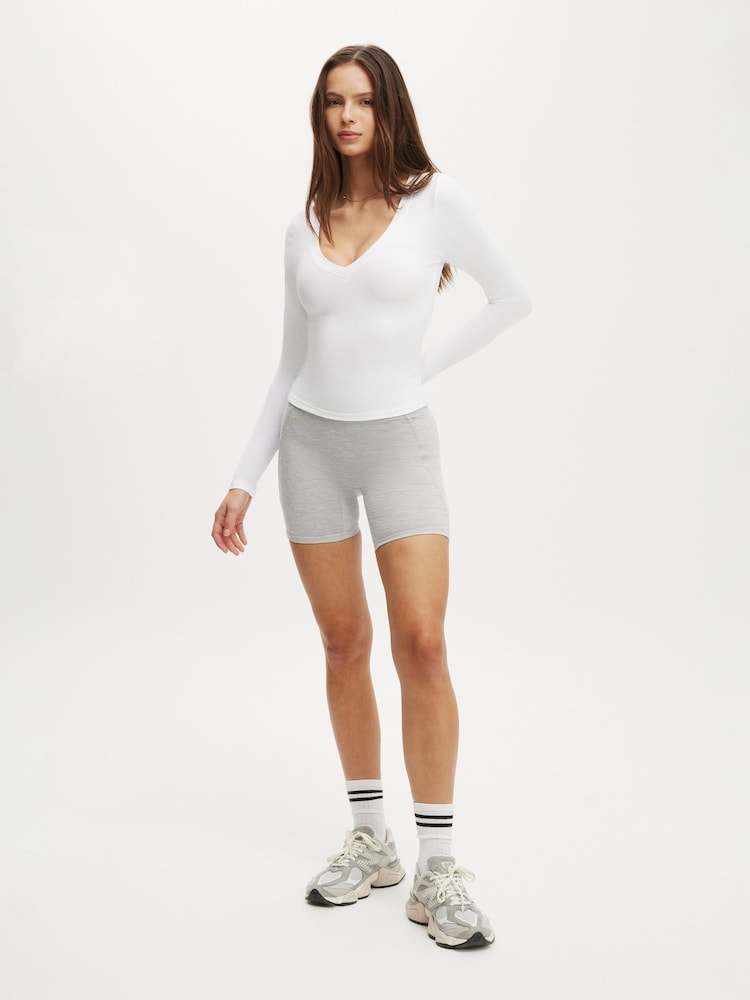 Cotton On White Ultra Soft Plunge Front Long Sleeve  Tshirts - Image 4 of 4