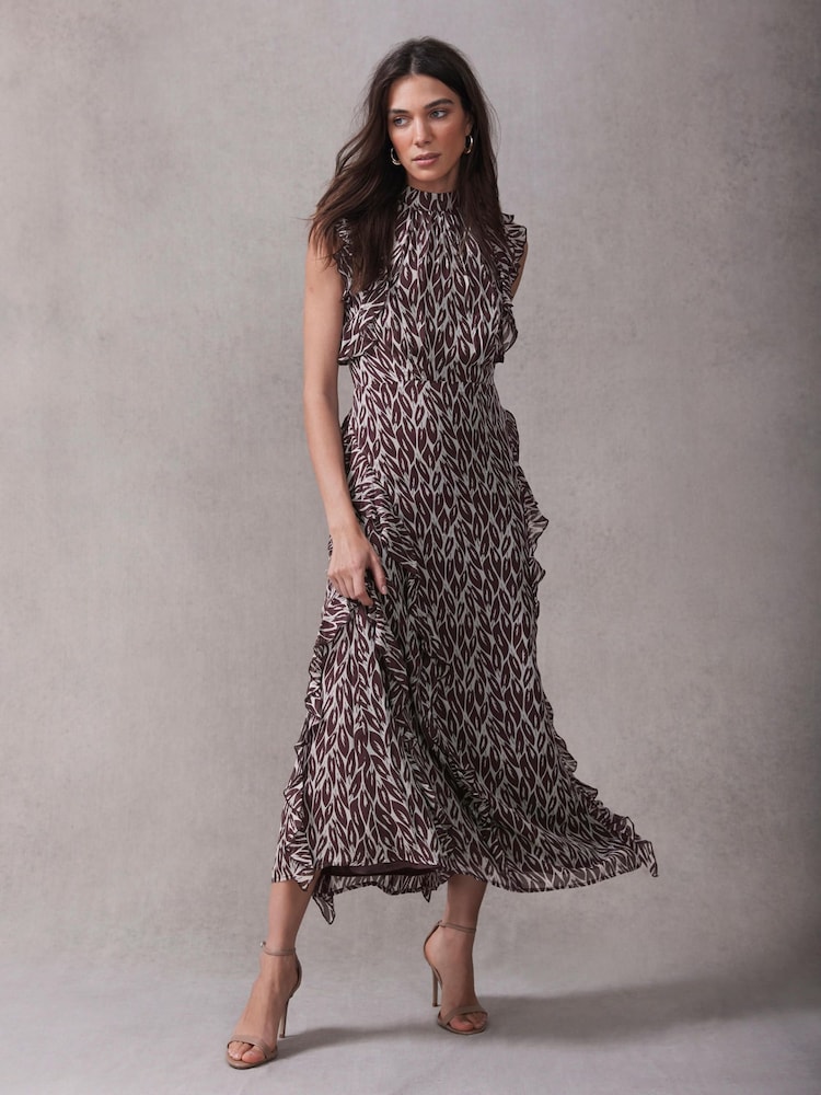 Mint Velvet Red Burgundy Printed Maxi Dress - Image 1 of 8