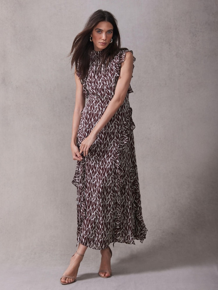 Mint Velvet Red Burgundy Printed Maxi Dress - Image 2 of 8