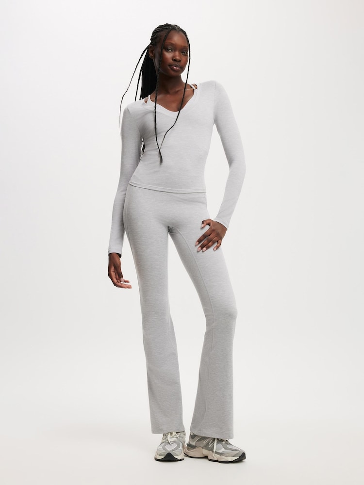 Cotton On Grey Ultra Soft Plunge Front Long Sleeve  Tshirts - Image 4 of 4